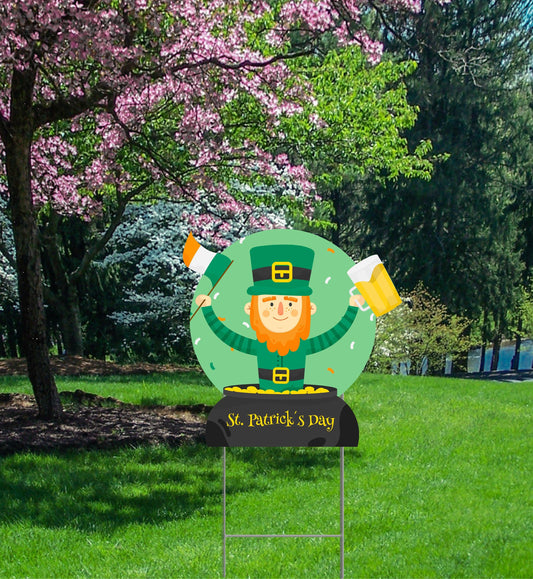 Leprechaun Out Of Pot Of Gold Yard Decoration Cutout